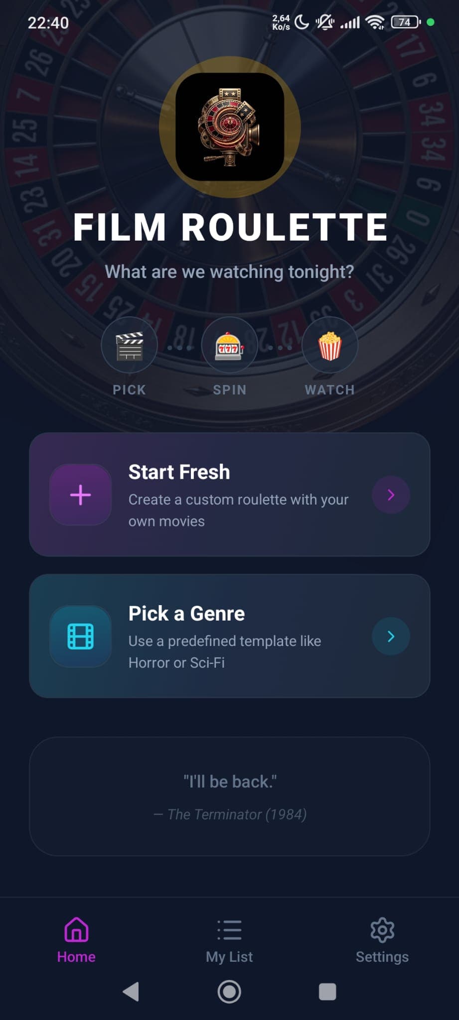 Film Roulette – Random Movie Picker screenshot 1